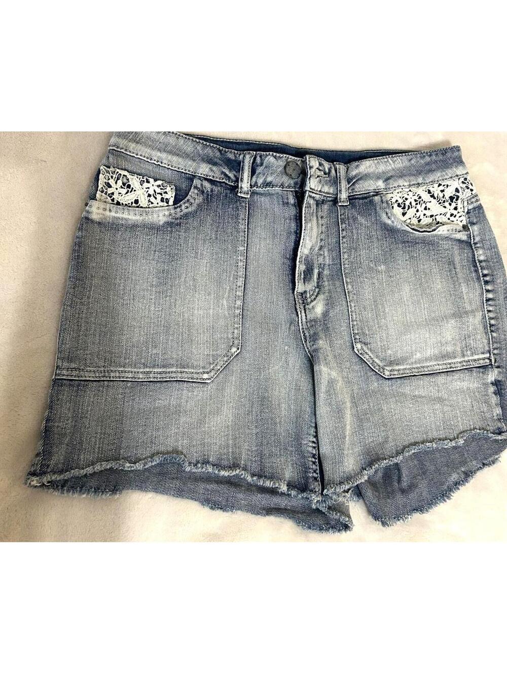 Denim Shorts Lace Pocket Y2K Festival Cottagecore Jean Shorts 16W